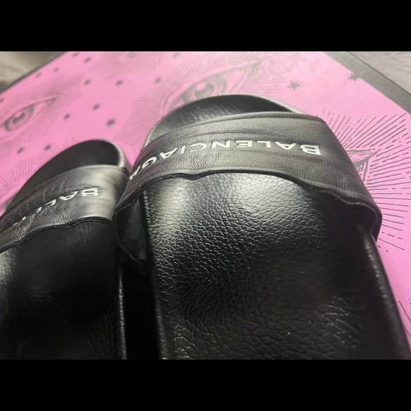 100% AUTH BALENCIAGA LOGO LEATHER SANDALS 35 5 - Picture 8 of 13
